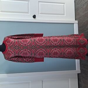 NEW Sweater Differentes Print Knit Wool Blend Maxi Holiday Long Sleeve Print